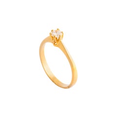 Retro Solitaire Diamond Yellow Gold Ring