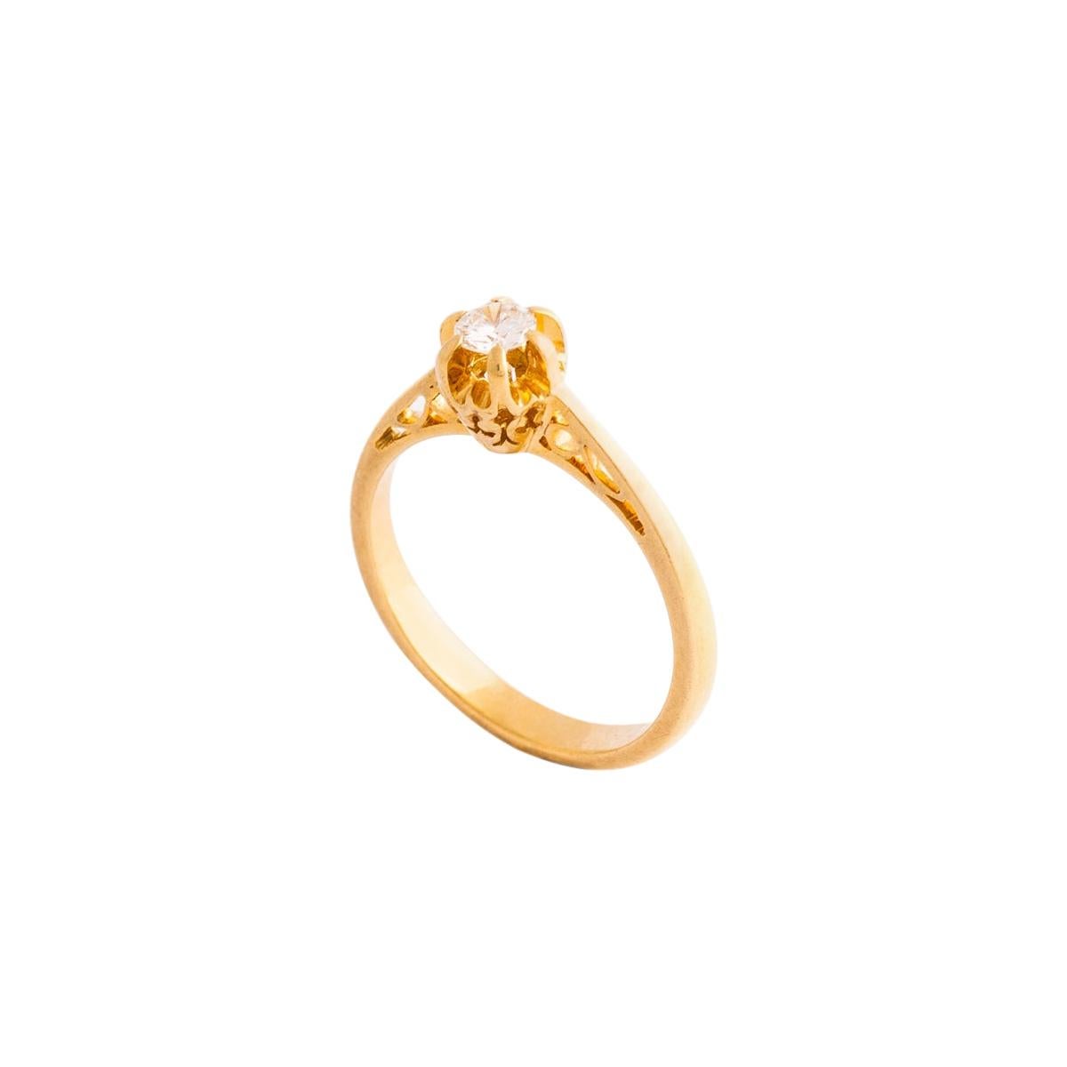 Solitaire Diamond Yellow Gold Ring