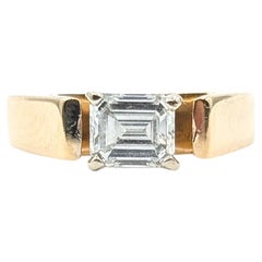 Solitaire Emerald Cut Diamond Ring in 14k Yellow Gold