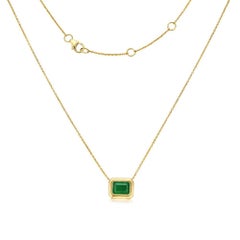 Solitaire Emerald Cut Emerald Necklace (1.70 ct.) in 14K Gold