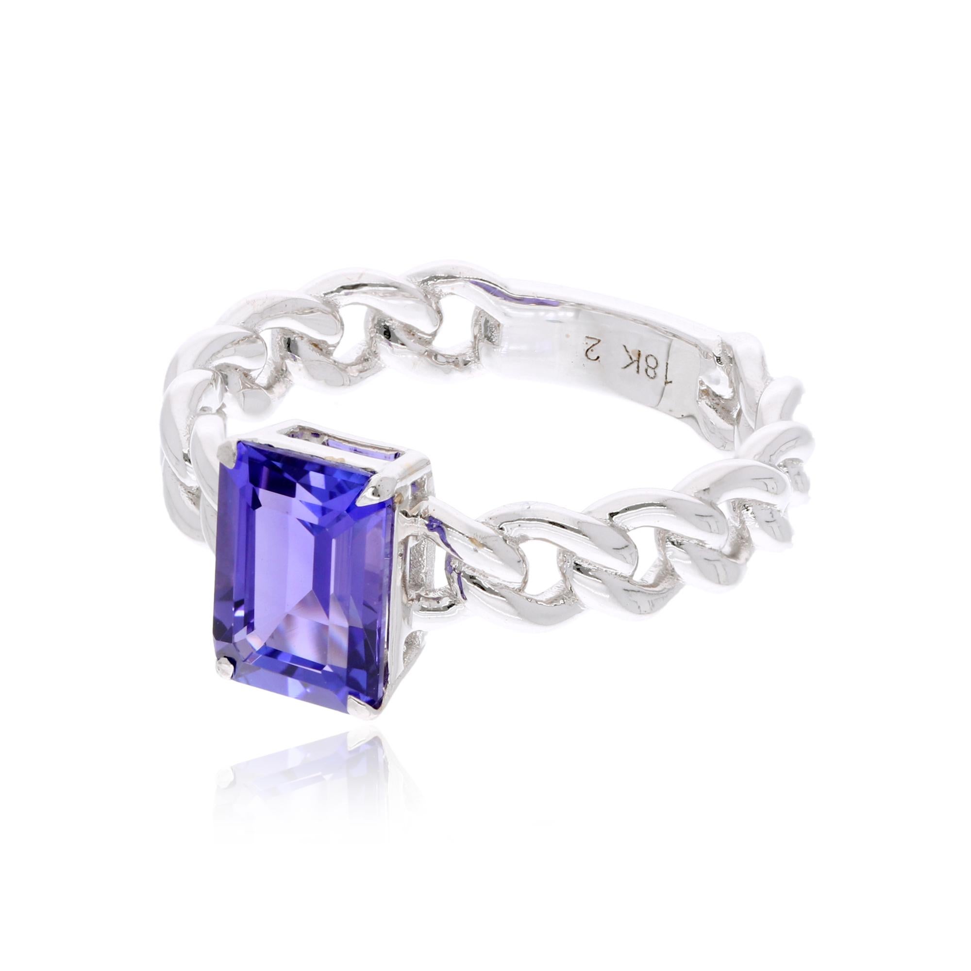 Item Code :- SER-22341
Gross Weight :- 4.82 grams
18k Solid White Gold Weight :- 4.43 grams
Tanzanite Weight :- 1.95 Ct. 
Ring Size :- 7 US & All size available

✦ Sizing
.....................
We can adjust most items to fit your sizing preferences.