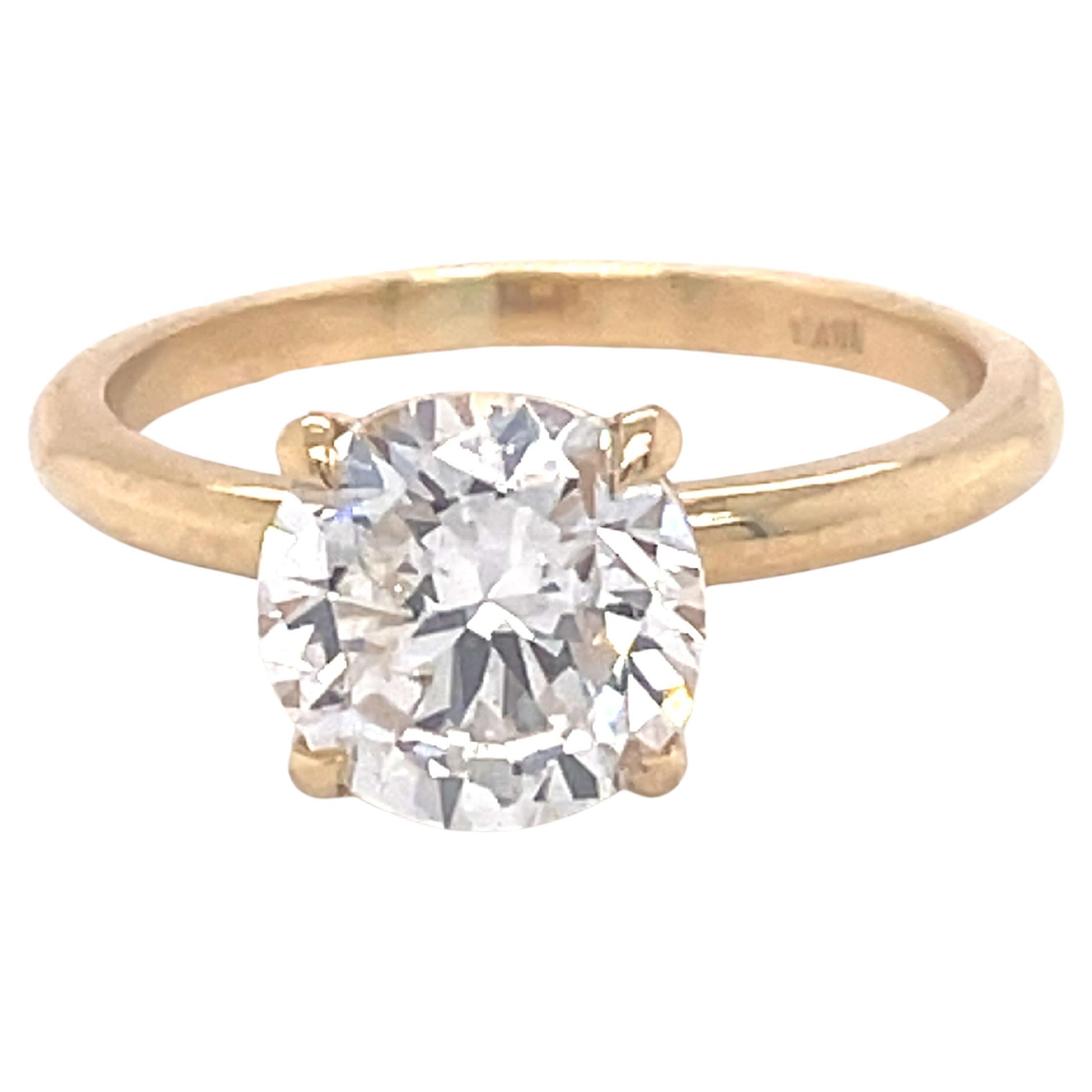 Solitaire Engagement Ring, 1.85CT Diamond Engagement ring, 18k Yellow Gold, DLS 