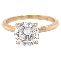 Solitaire Engagement Ring, 1.85CT Diamond Engagement ring, 18k Yellow Gold, DLS 