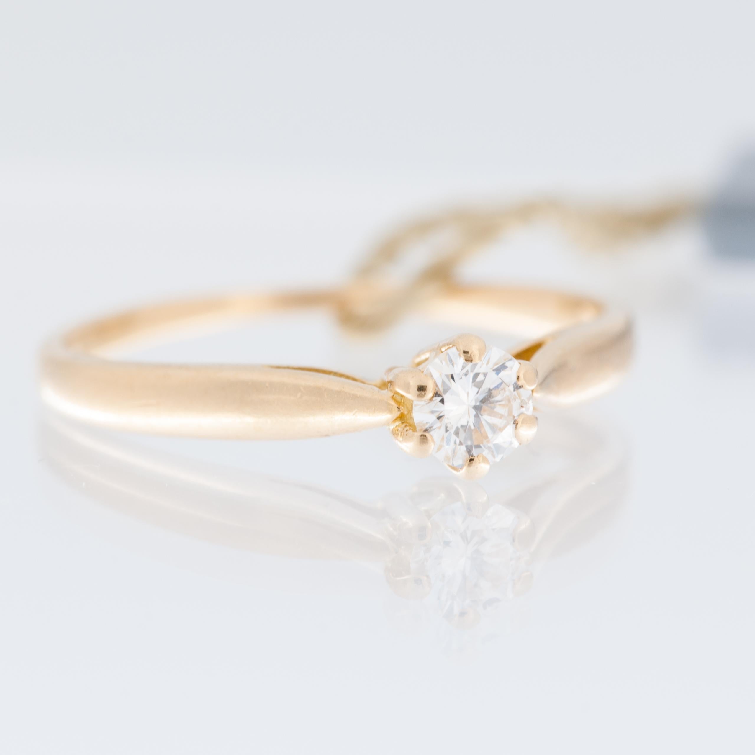 Solitaire Engagement Ring 18kt Yellow Gold with Diamond In Good Condition For Sale In Esch sur Alzette, Esch-sur-Alzette