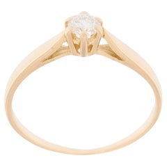 Vintage Solitaire Engagement Ring 18kt Yellow Gold with Diamond