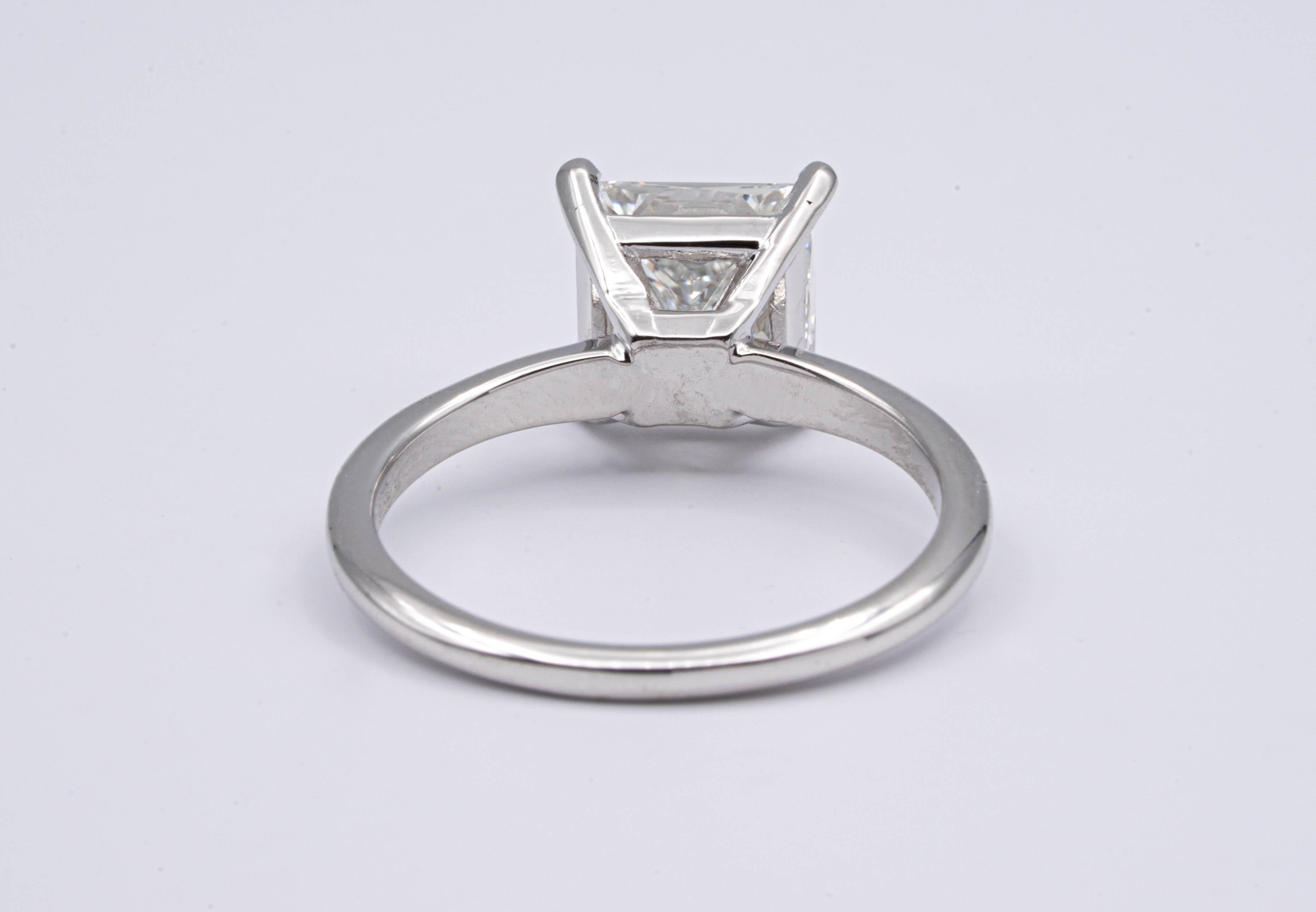 2.82 Ct. Princess Cut Diamond Engagement GIA H VS1 Platinum Solitaire Ex Cut In Excellent Condition In New York, NY