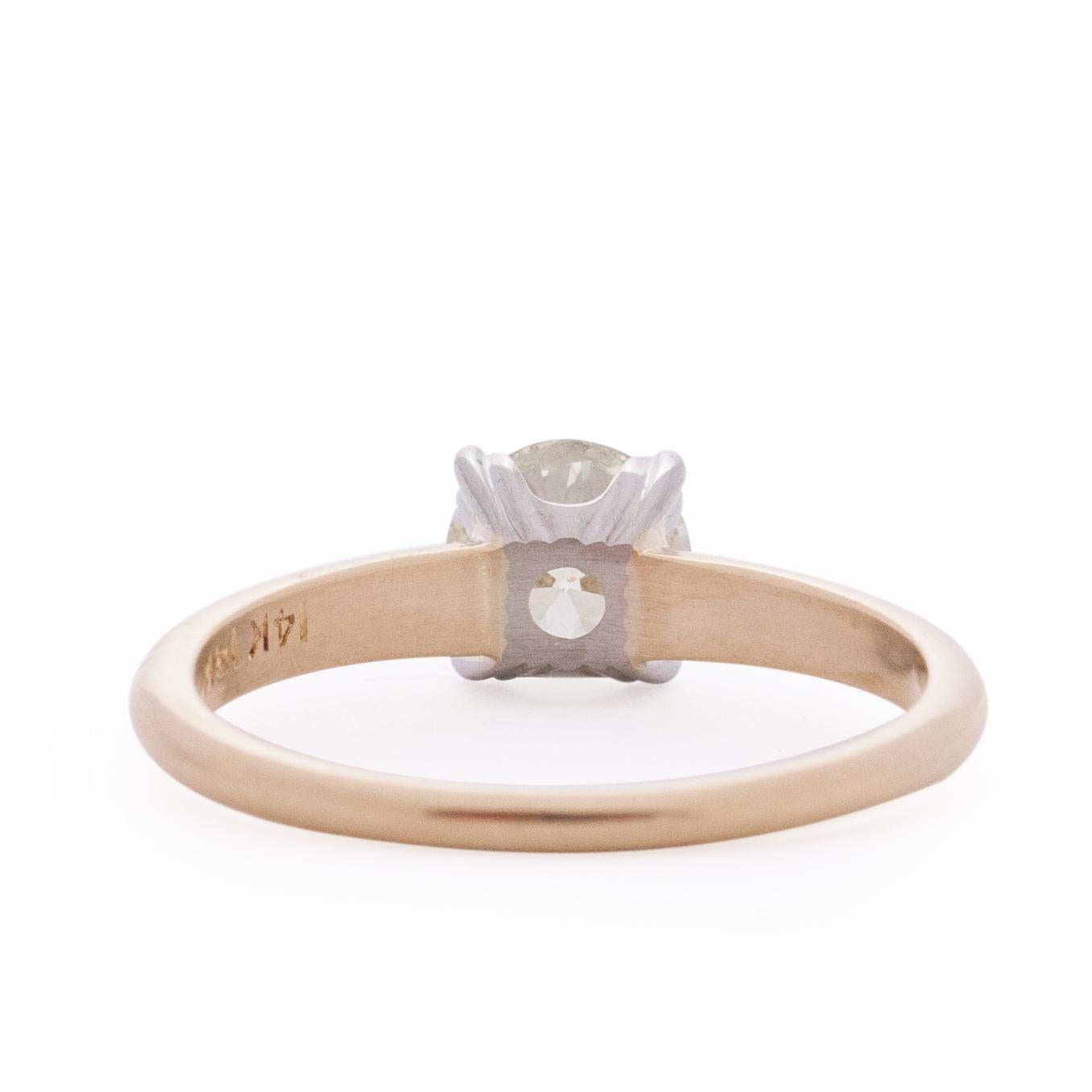 Art Deco Solitaire Ring with Simple Carved Bubble Design and a .85 Carat Center