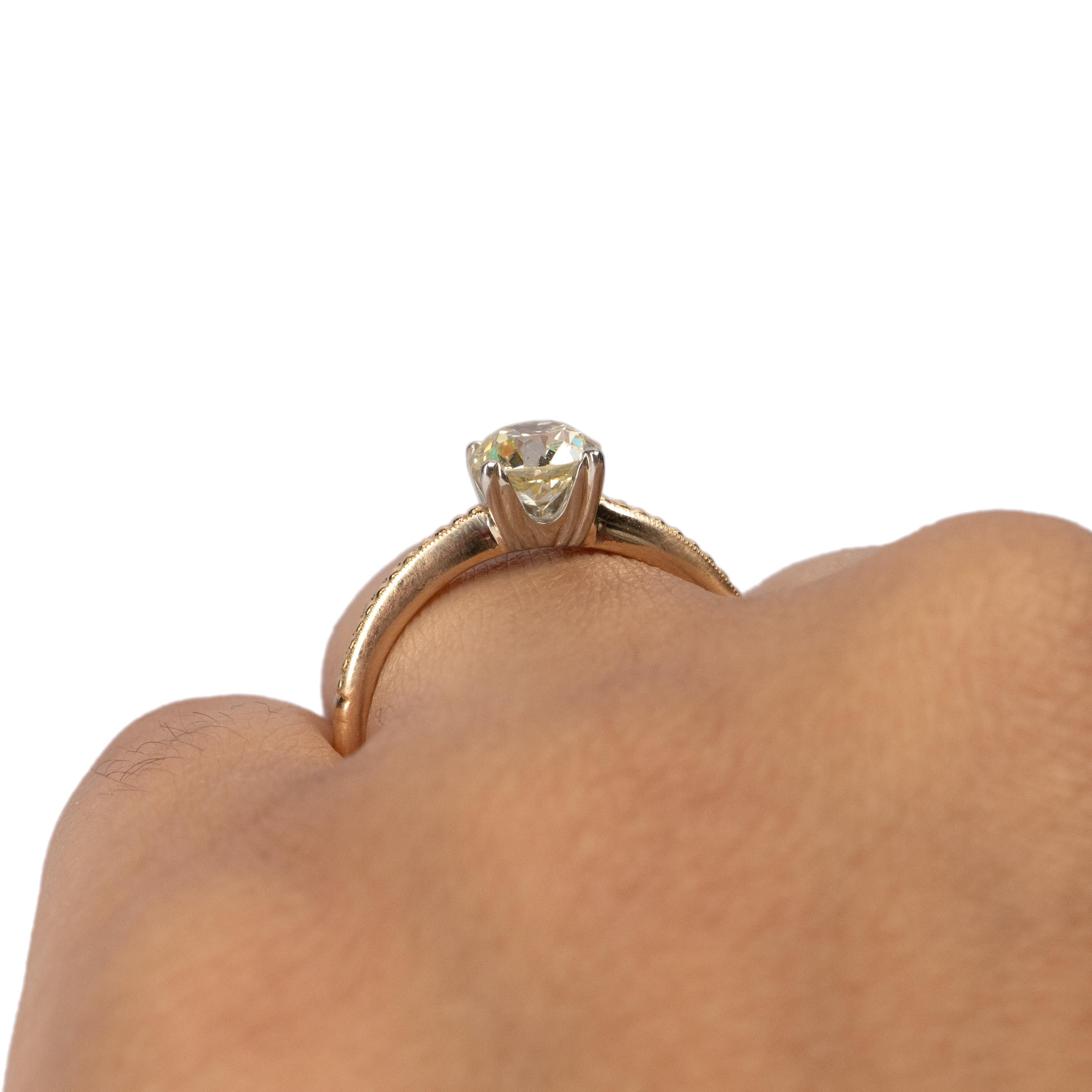 Women's or Men's Solitaire Ring with Simple Carved Bubble Design and a .85 Carat Center