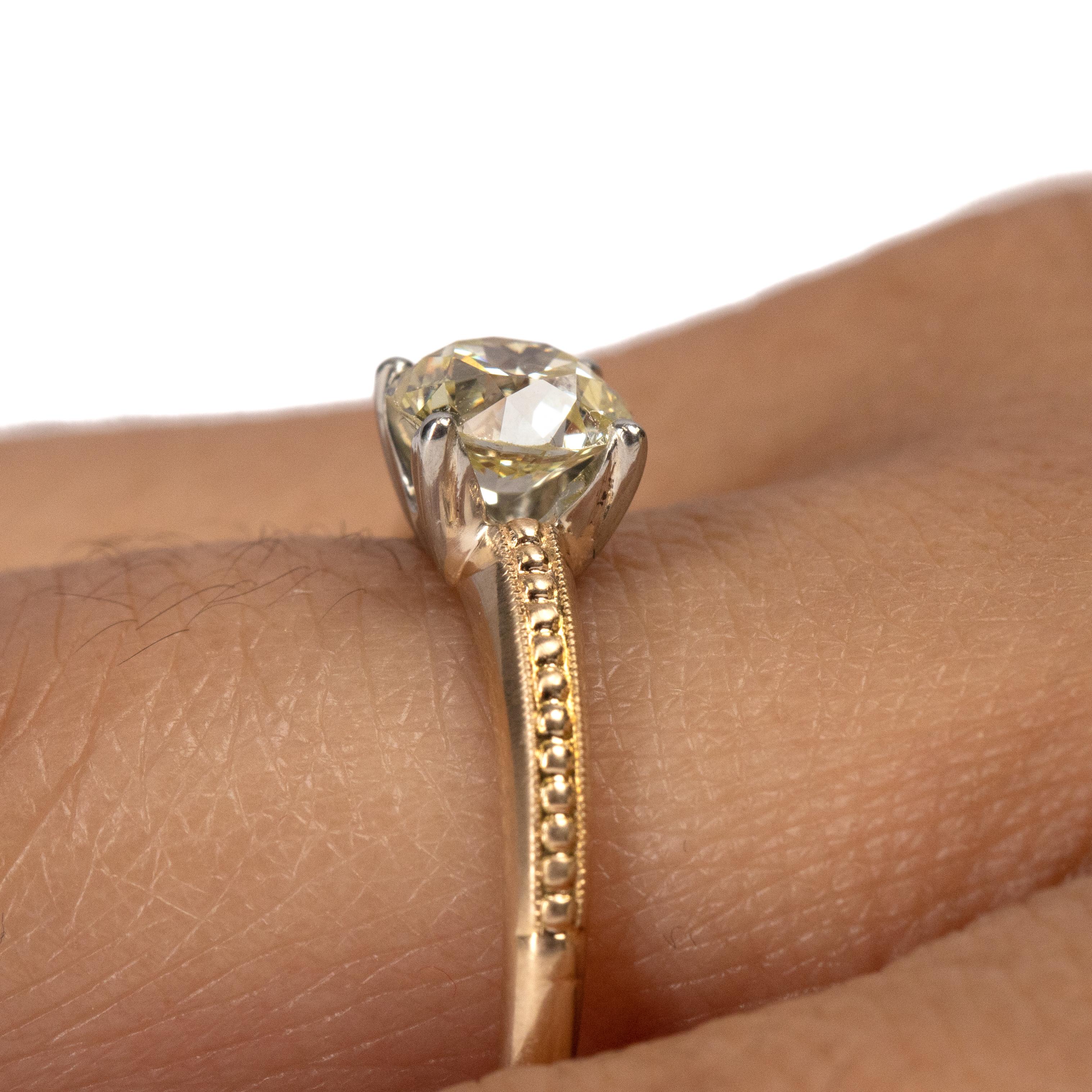 Solitaire Ring with Simple Carved Bubble Design and a .85 Carat Center 1
