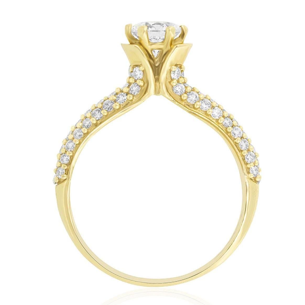 Solitär-VerlobungsringNatürlicher Diamantring aus 14K massivem Gold (zertifiziert) Damen im Angebot