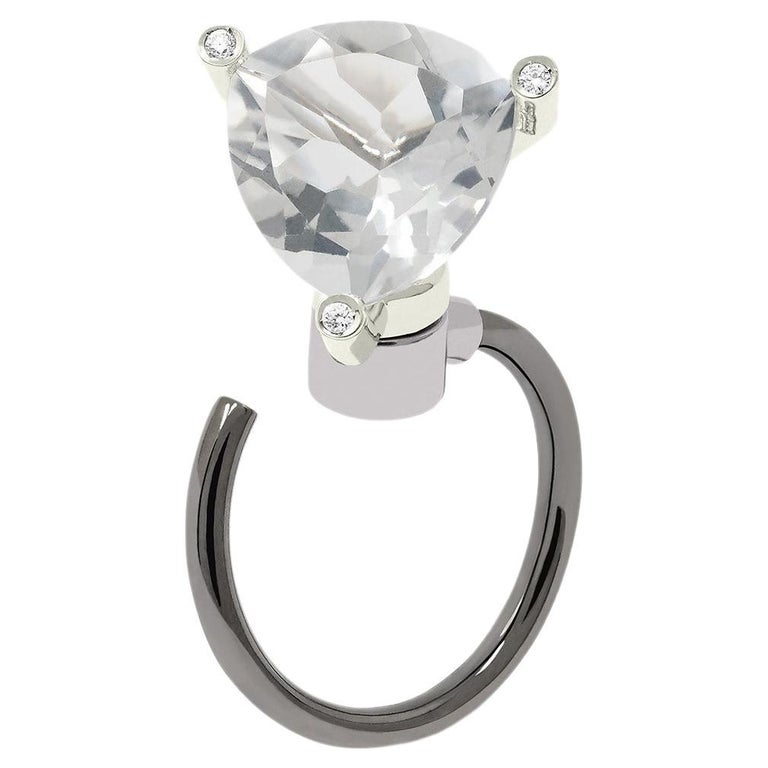 Solitär-Mode-Ring mit Bergquarz und Diamanten in einem goldenen Ring, 18K  im Angebot bei 1stDibs