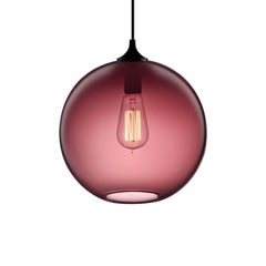 Solitaire Gray Handblown Modern Glass Pendant Light, Made in the USA