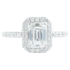 Solitaire Halo Natural Diamond Bridal Promise Ring in 14K Solid Gold (Certified)