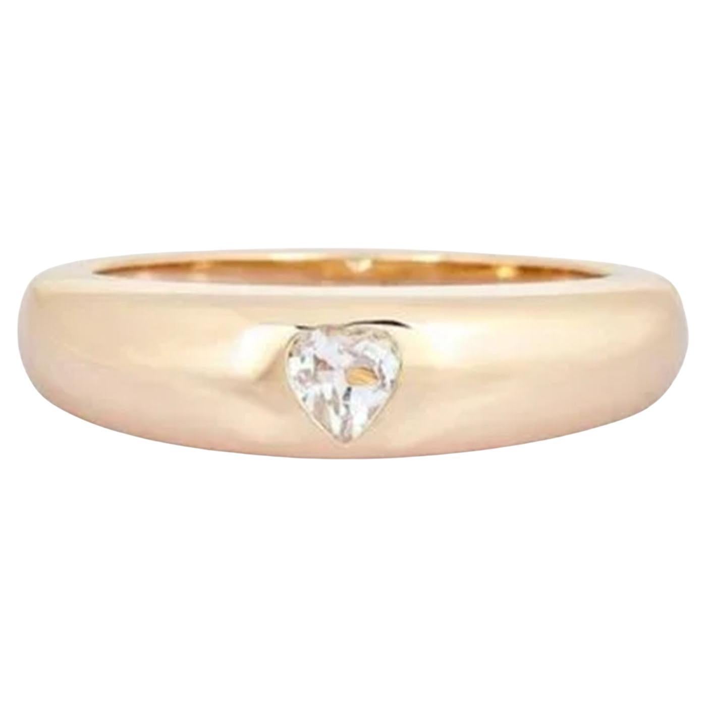 Solitaire Heart Diamond 14K (or 18k upon request) Yellow Gold Band Ring