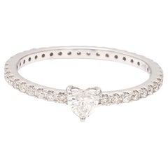 Solitaire Heart Shape Diamond Eternity Band Ring 14 Karat White Gold Jewelry