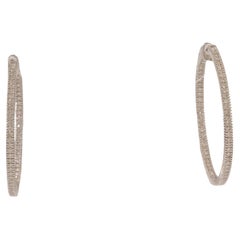 Solitaire Inside Out Natural Diamond Hoop Earrings in 14K Solid Gold (Certified)