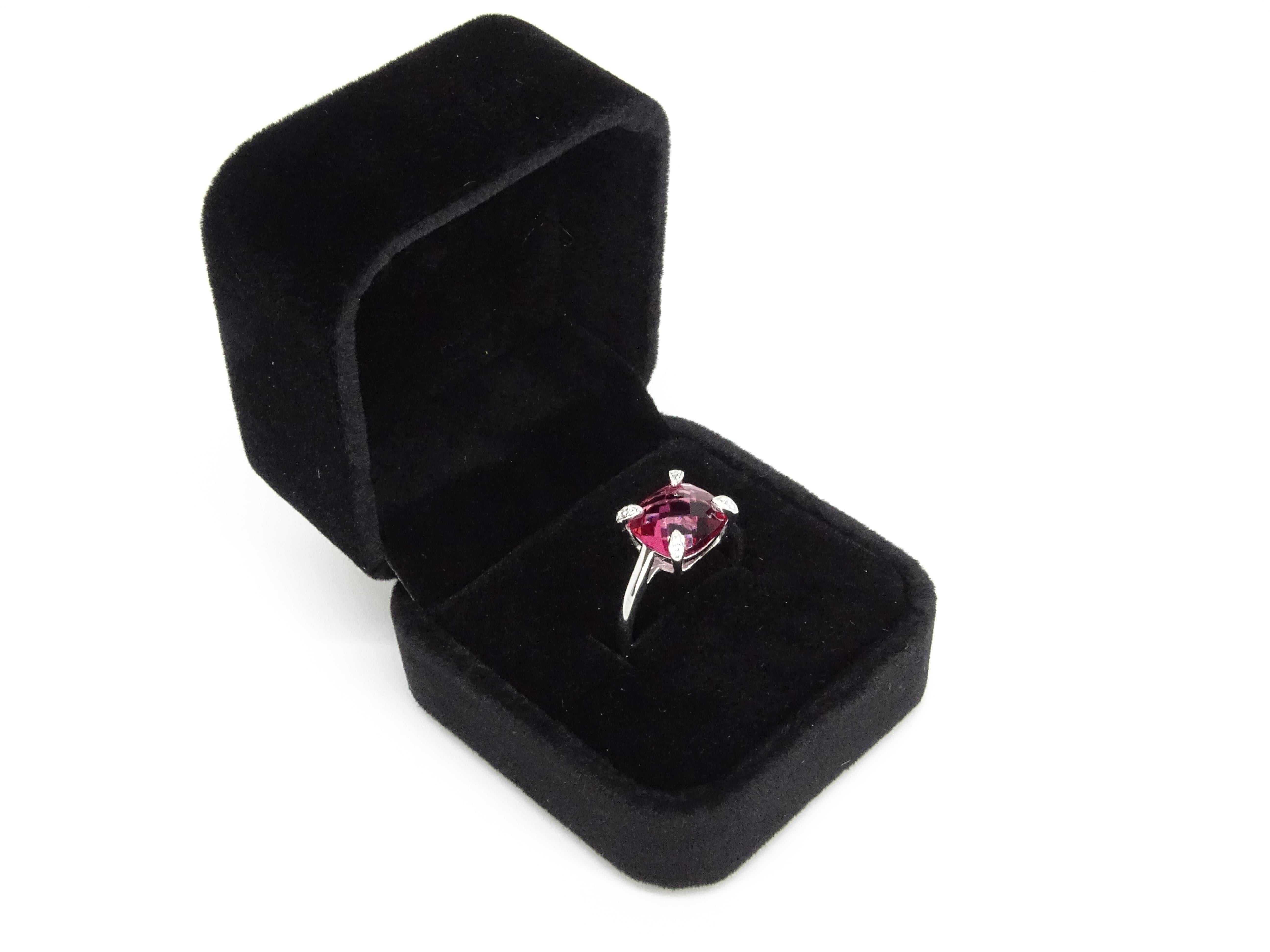 Bague solitaire Italie, racine de rubis et zircons, argent 925 en vente 4