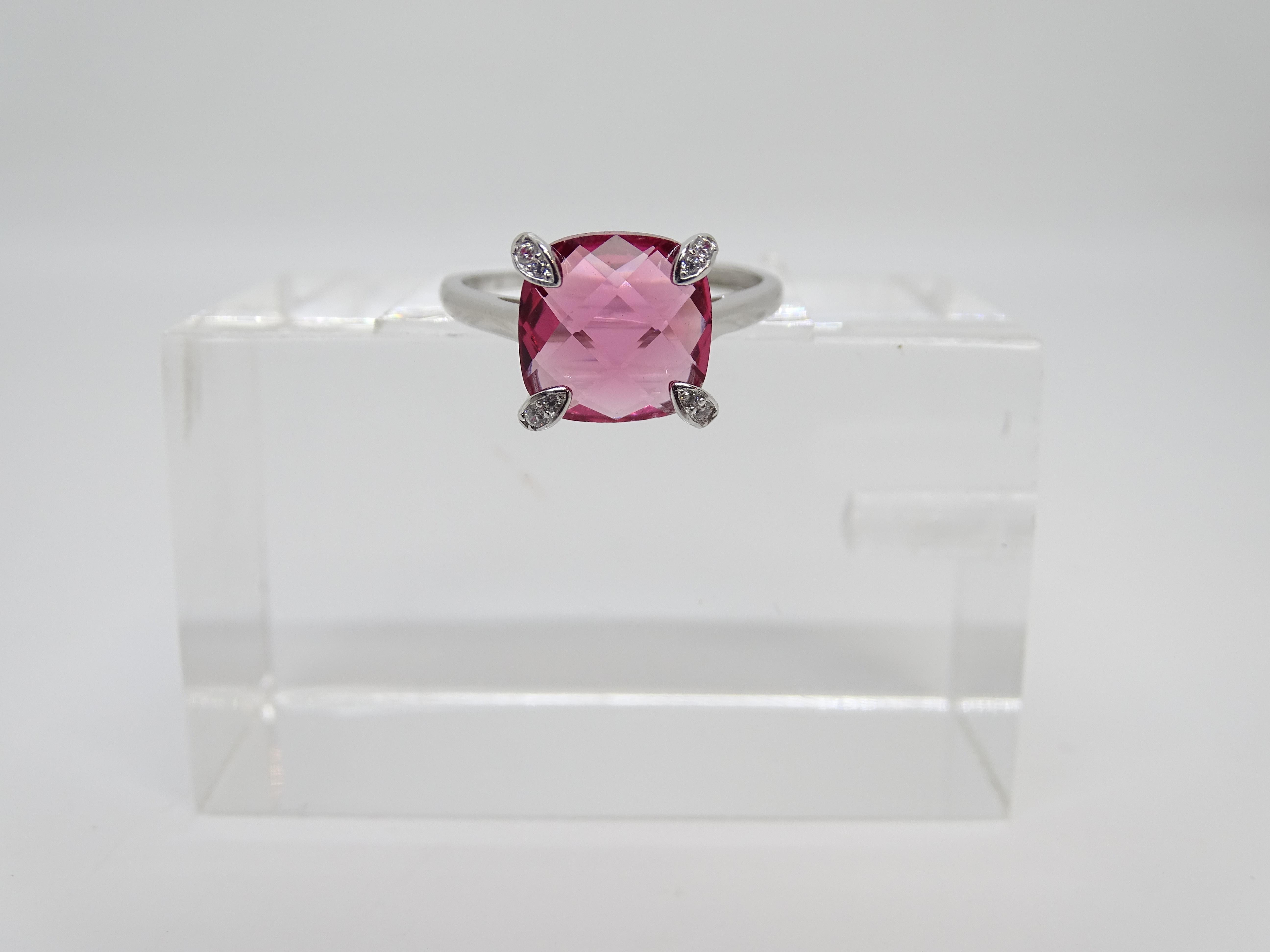Bague solitaire Italie, racine de rubis et zircons, argent 925 en vente 5