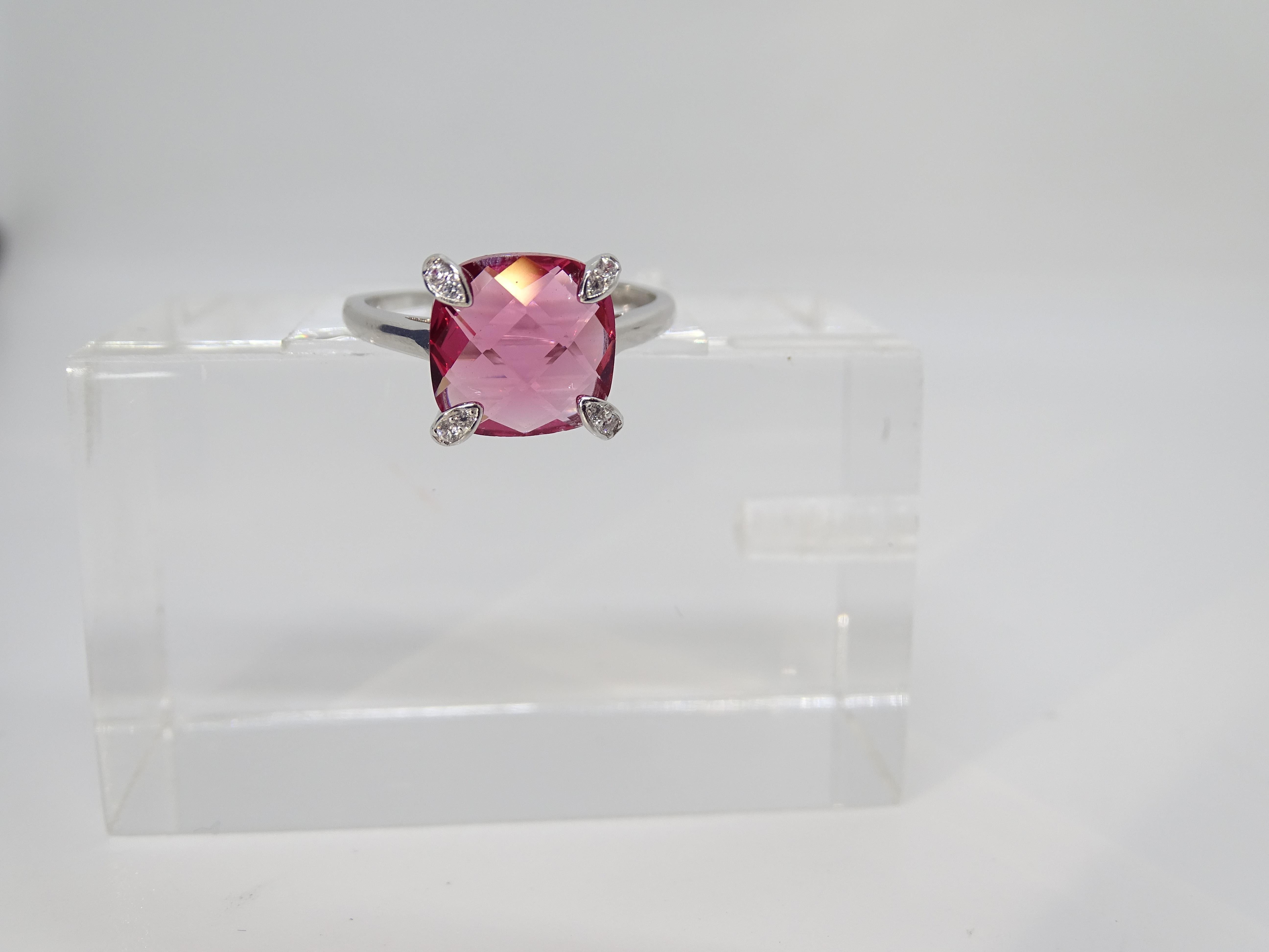 Bague solitaire Italie, racine de rubis et zircons, argent 925 en vente 8