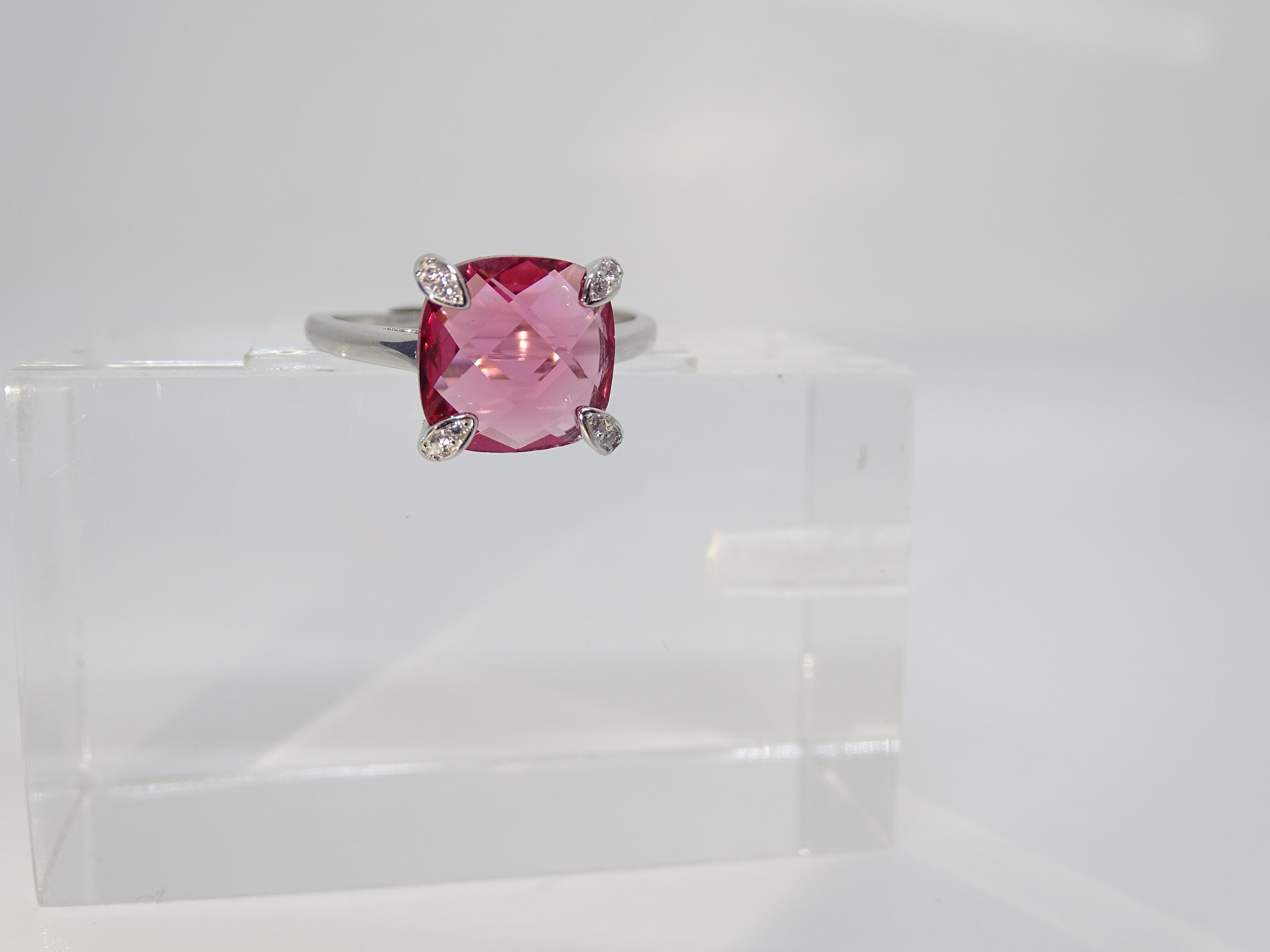 Bague solitaire Italie, racine de rubis et zircons, argent 925 en vente 9