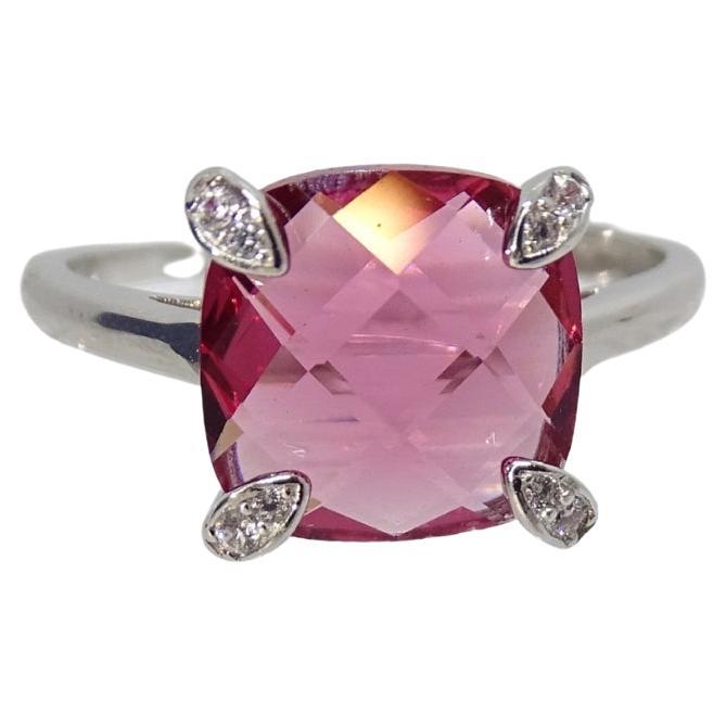 Solitaire Italy ring, ruby root and zircons, 925 sterling silver