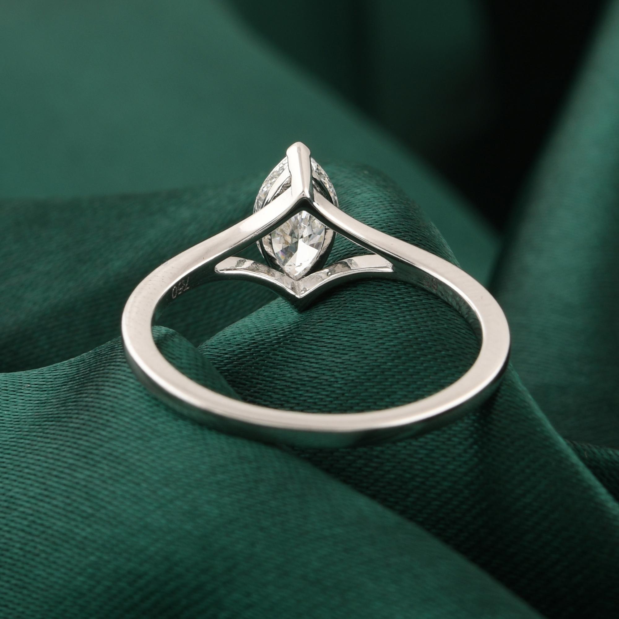 in vendita:  Anello a fascia con diamante naturale solitario Marquise 0,73 carati in oro bianco 14K Gioielli di pregio 8