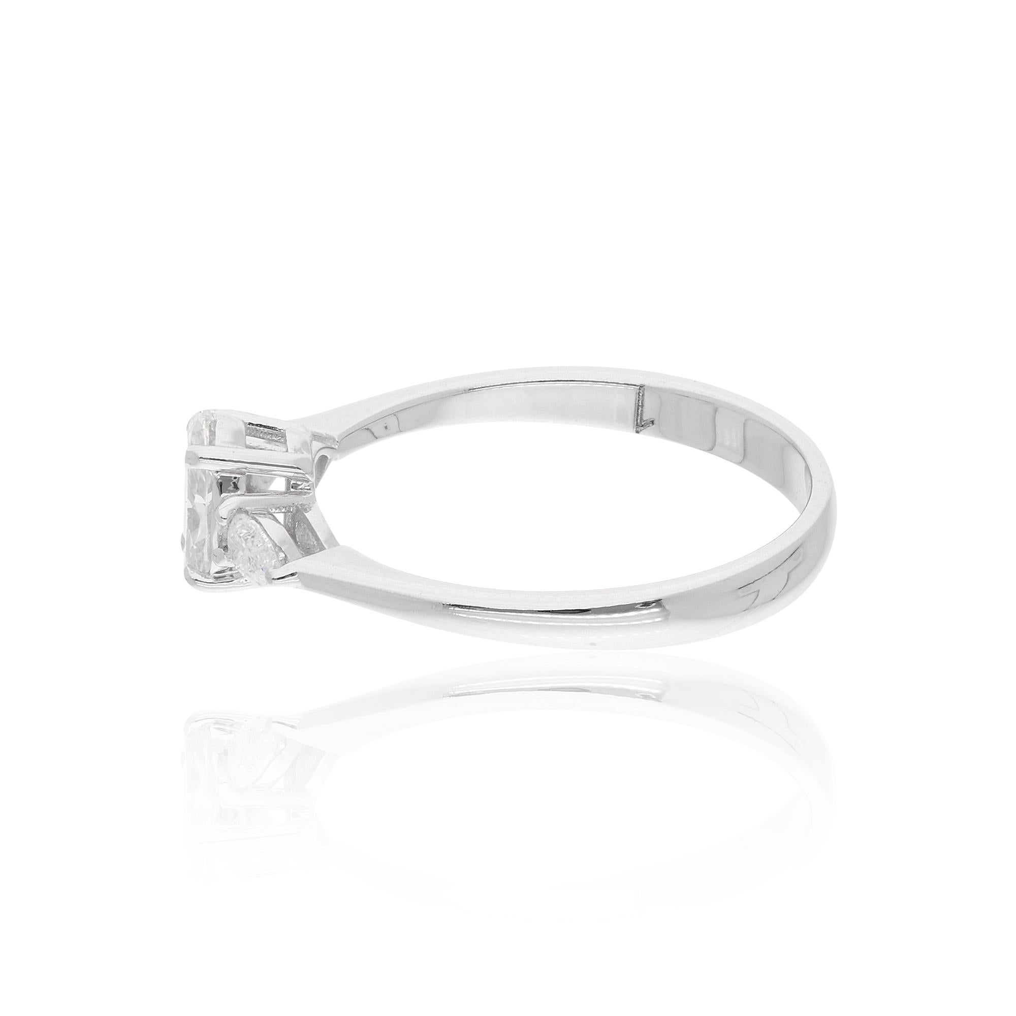 Modern Solitaire Marquise & Pear Diamond Wedding Ring 18 Karat White Gold Fine Jewelry For Sale