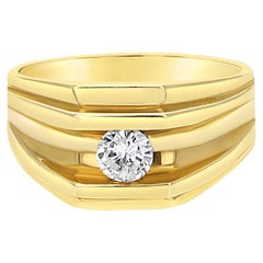 Solitaire Men's Diamond Wedding Band 14k Yellow Gold