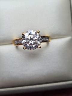 Solitaire Moissanite Ring 925 Silver Women Engagement Ring.