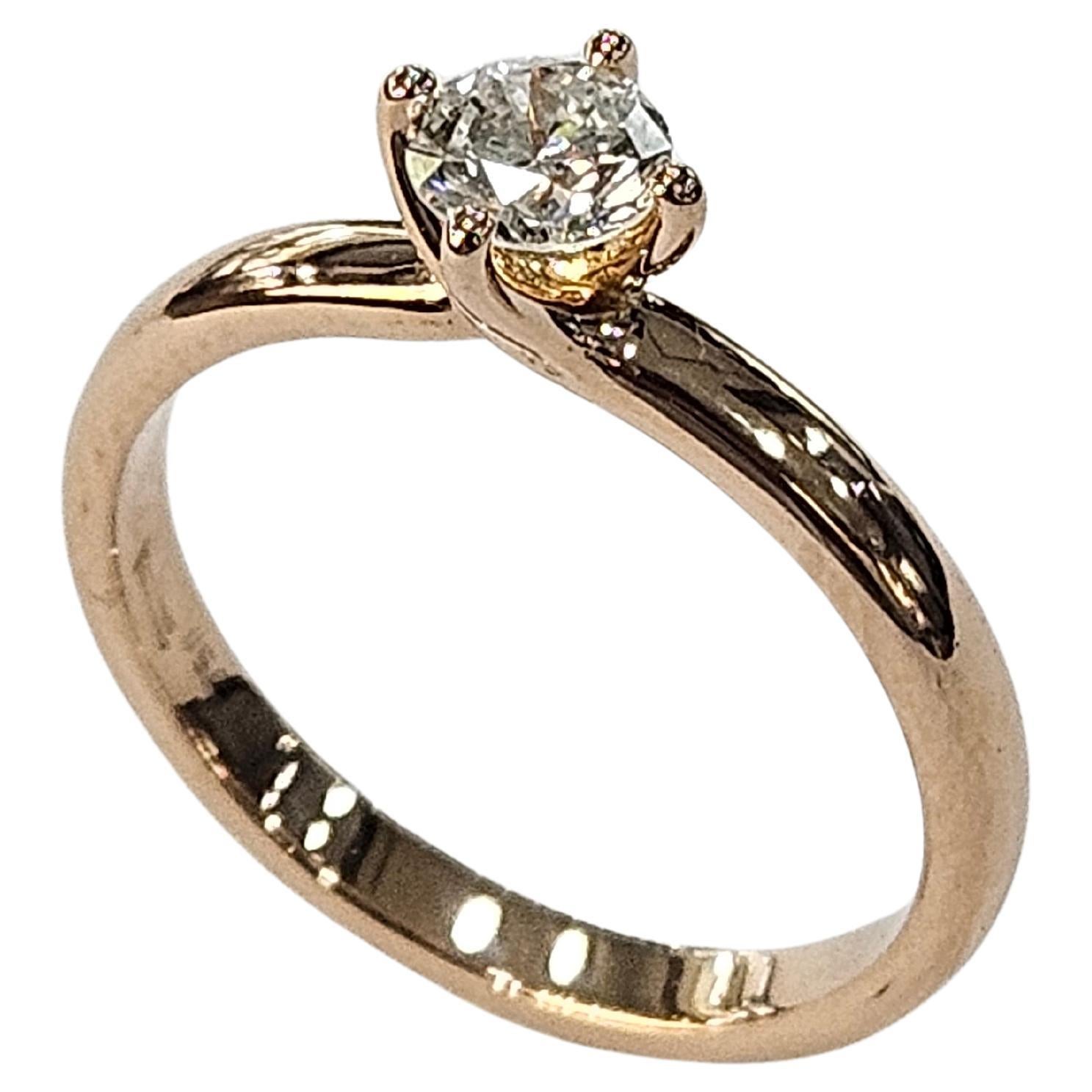 Solitär Naturdiamant 0,30 Karat Zertifiziert HRD Hand Made Rose Gold 18 Karat im Angebot 7