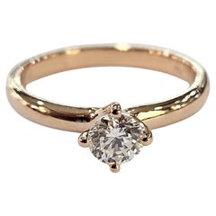 Solitaire Natural Diamond 0.30 Carat Certified HRD Hand Made Rose Gold 18 Karat