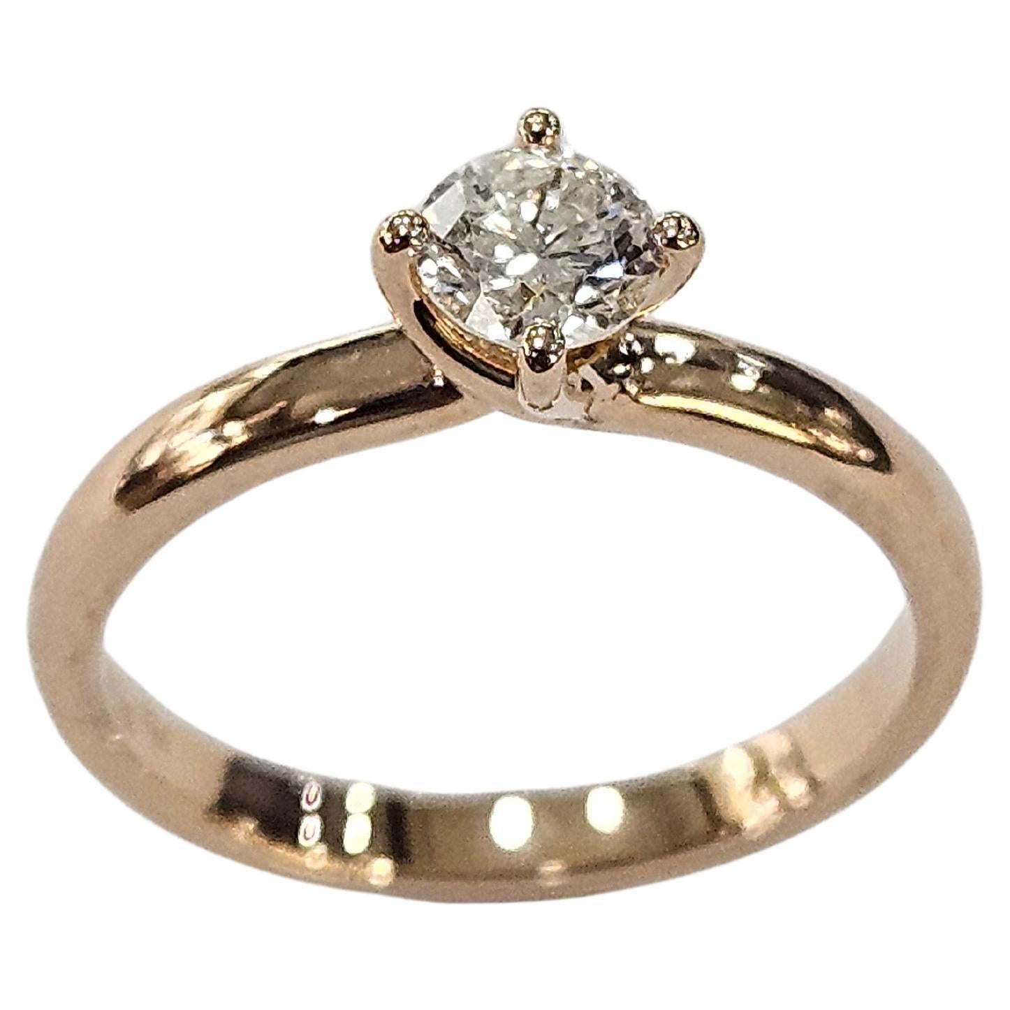 Solitär Naturdiamant 0,30 Karat Zertifiziert HRD Hand Made Rose Gold 18 Karat (Zeitgenössisch) im Angebot