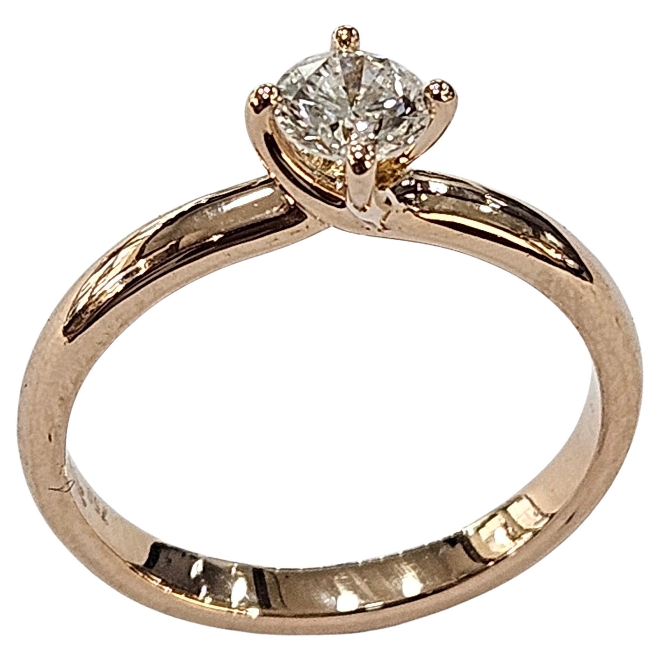 Solitär Naturdiamant 0,30 Karat Zertifiziert HRD Hand Made Rose Gold 18 Karat (Brillantschliff) im Angebot