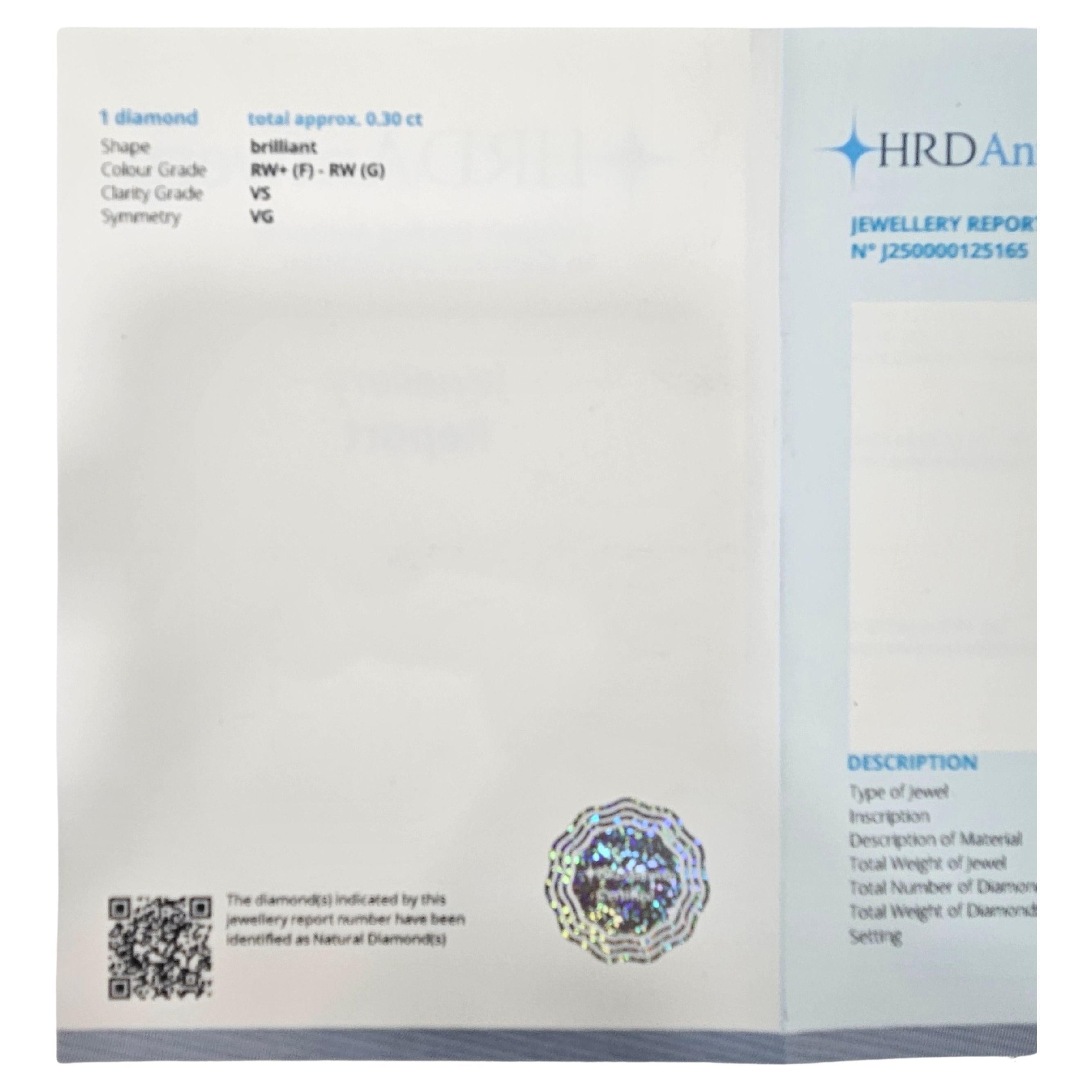 Solitär Naturdiamant 0,30 Karat Zertifiziert HRD Hand Made Rose Gold 18 Karat im Angebot 3