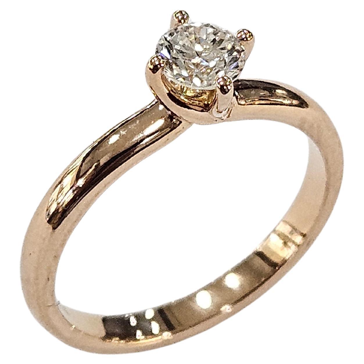 Solitär Naturdiamant 0,30 Karat Zertifiziert HRD Hand Made Rose Gold 18 Karat im Angebot