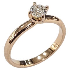 Solitär Naturdiamant 0,30 Karat Zertifiziert HRD Hand Made Rose Gold 18 Karat