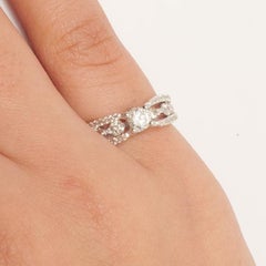 0.90 Carat Three-Row Natural Diamond Engagement Proposal Ring, 14K Yellow Gold