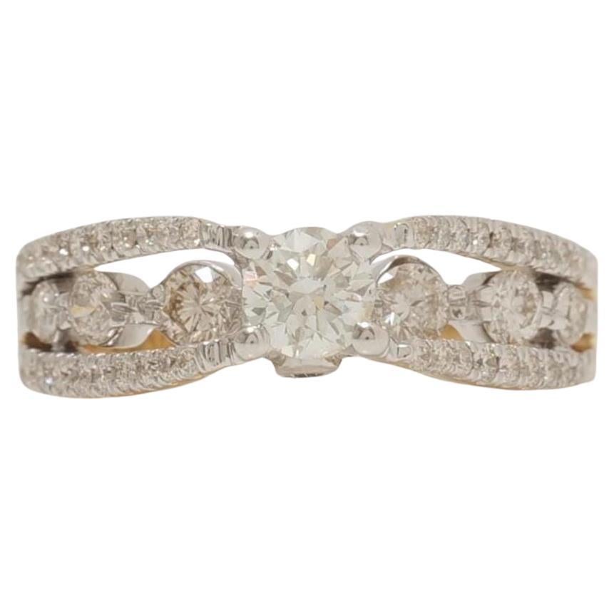 Solitaire Natural Diamond Engagement Ring in 14K Solid Gold (Certified)