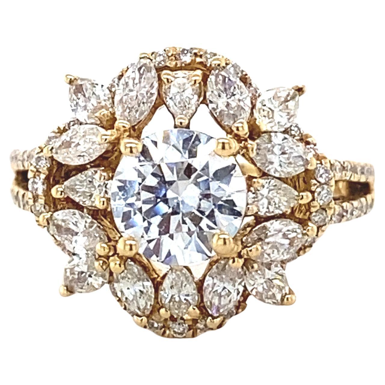 Solitaire Natural Diamond Engagement Ring in 14k Solid Gold (Certified)