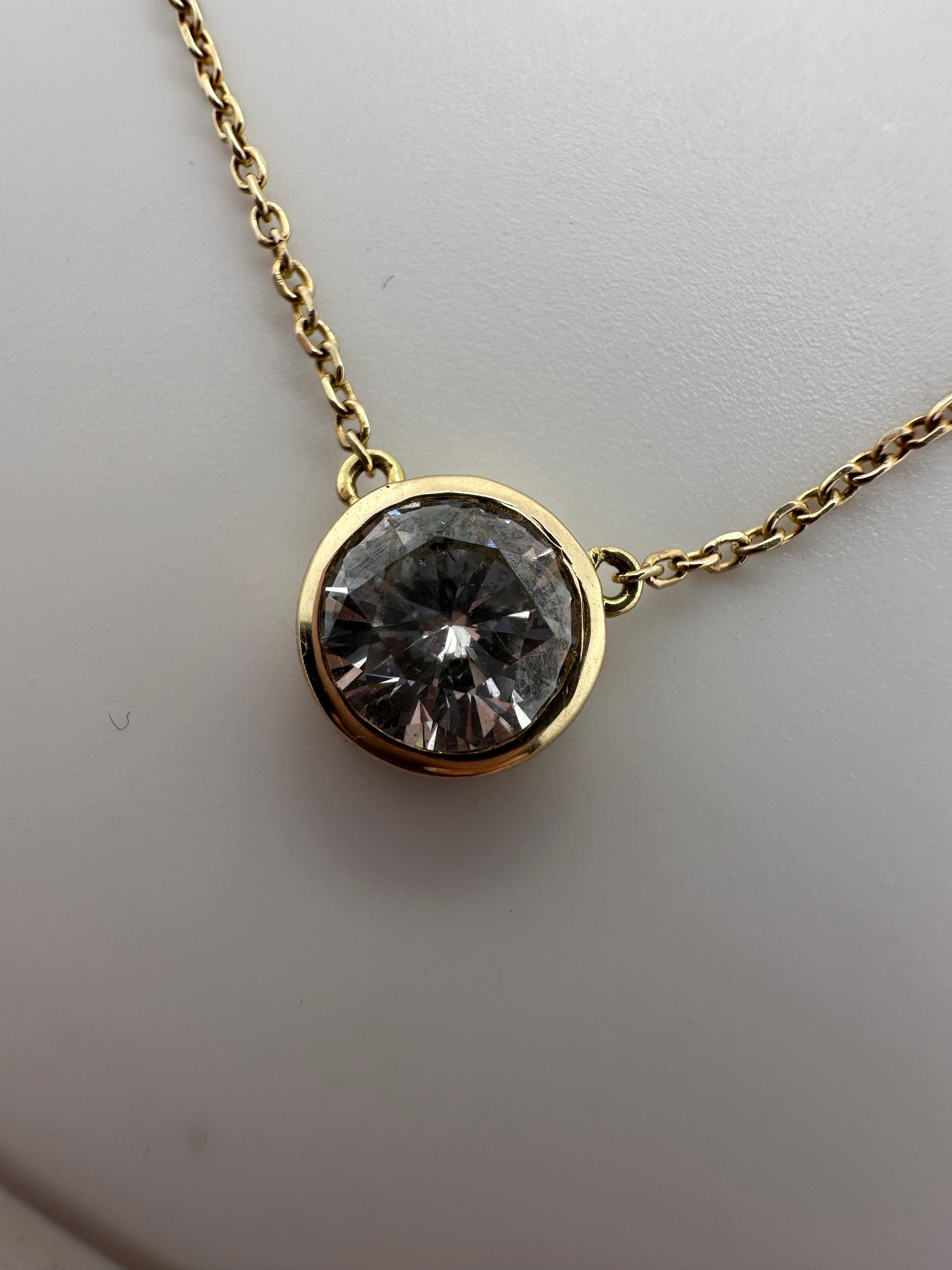 Collier pendentif solitaire en or 14 carats avec diamants naturels 0,80 carat Neuf - En vente à Boca Raton, FL