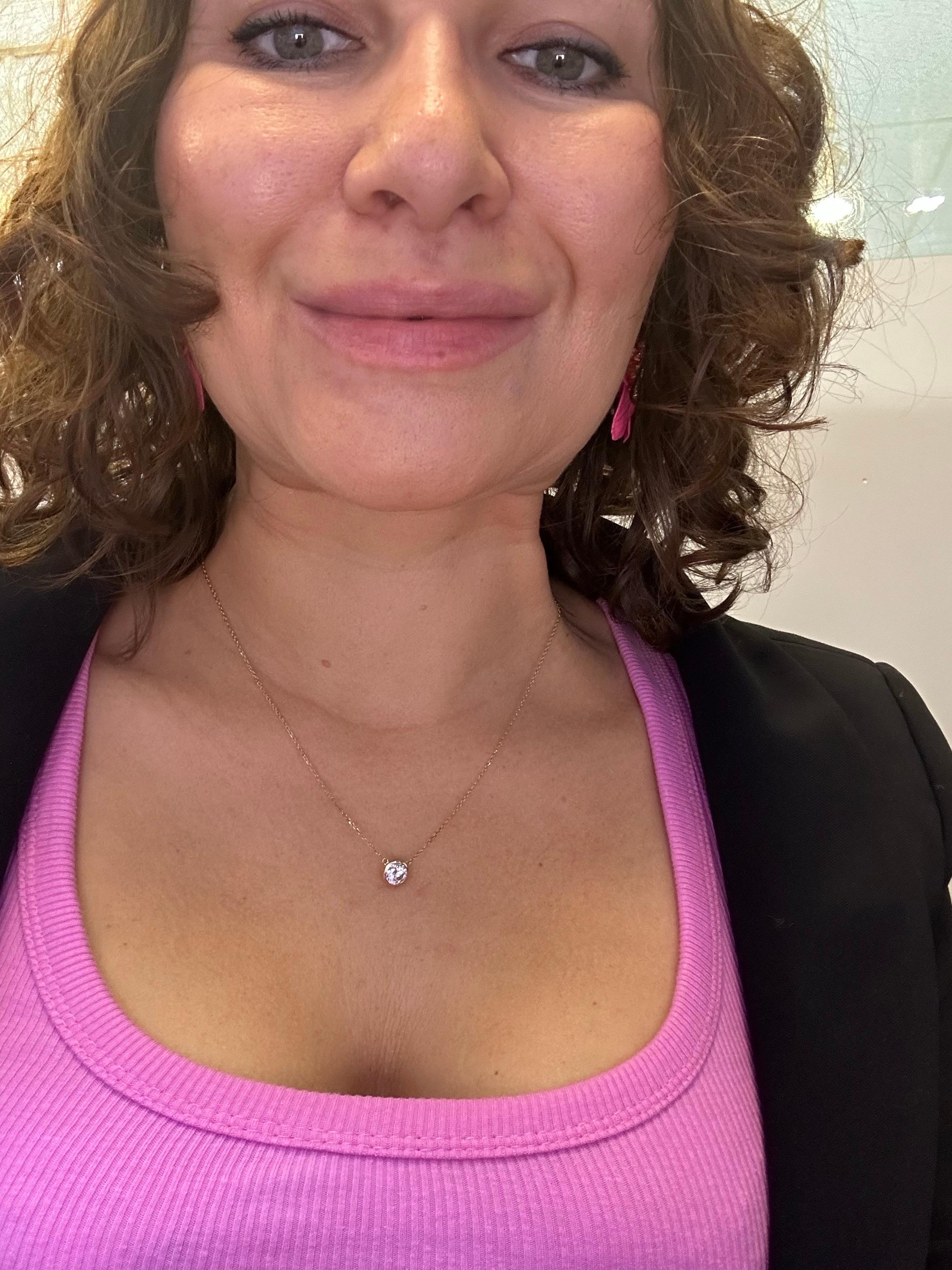 Collier pendentif solitaire en or 14 carats avec diamants naturels 0,80 carat en vente 2