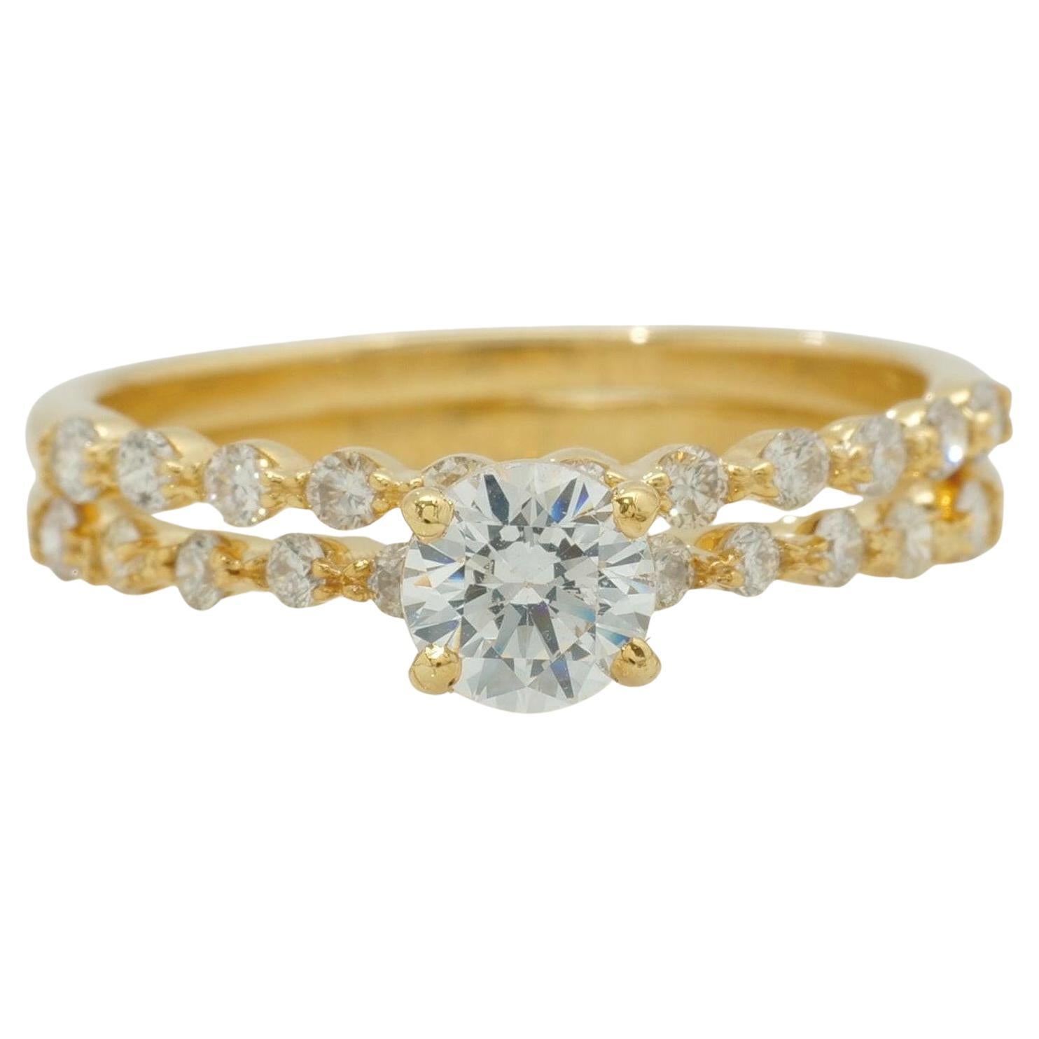 Solitaire Natural Diamond Promise Stacking Ring in 14K Solid Gold (Certified)