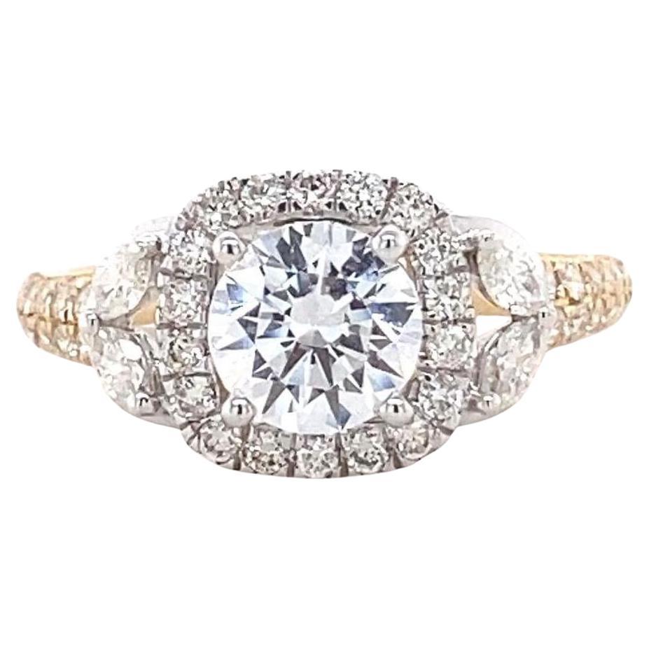 Bague de demande en mariage en or massif 14k avec solitaire et diamants Nature (certifié)