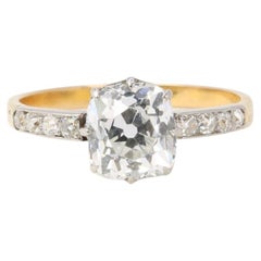 Solitaire old mine cut cushion diamond ring