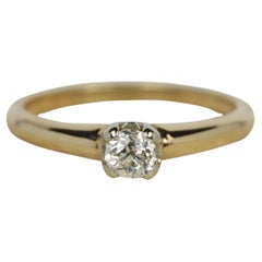 Solitaire Old Mine Cut Diamond Engagement Ring – 0.16ct in 14K Gold