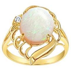 Solitaire Opal Ring 14k Yellow Gold