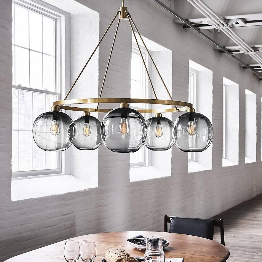 Solitaire Opaline Handblown Modern Glass Polished Aluminum Chandelier For Sale 4