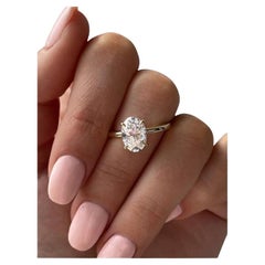 Solitär Ovalschliff Moissanit Ring 925 Sterlingsilber Ring Geschenk für Damen.