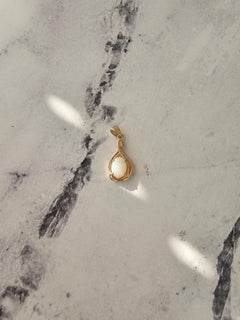 Collar Ópalo Oval Solitario Oro Amarillo 14k