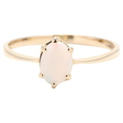 Solitaire Oval Opal Ring, 14k Yellow Gold, Ring Size 6.25, October Birthstone